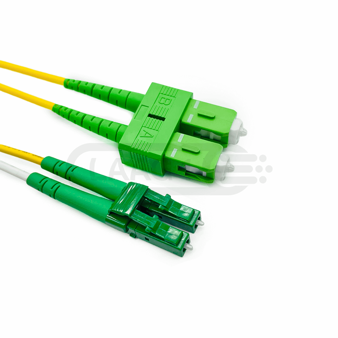 LC APC to SC APC Simplex Single Mode Fiber Optic Patch Cable